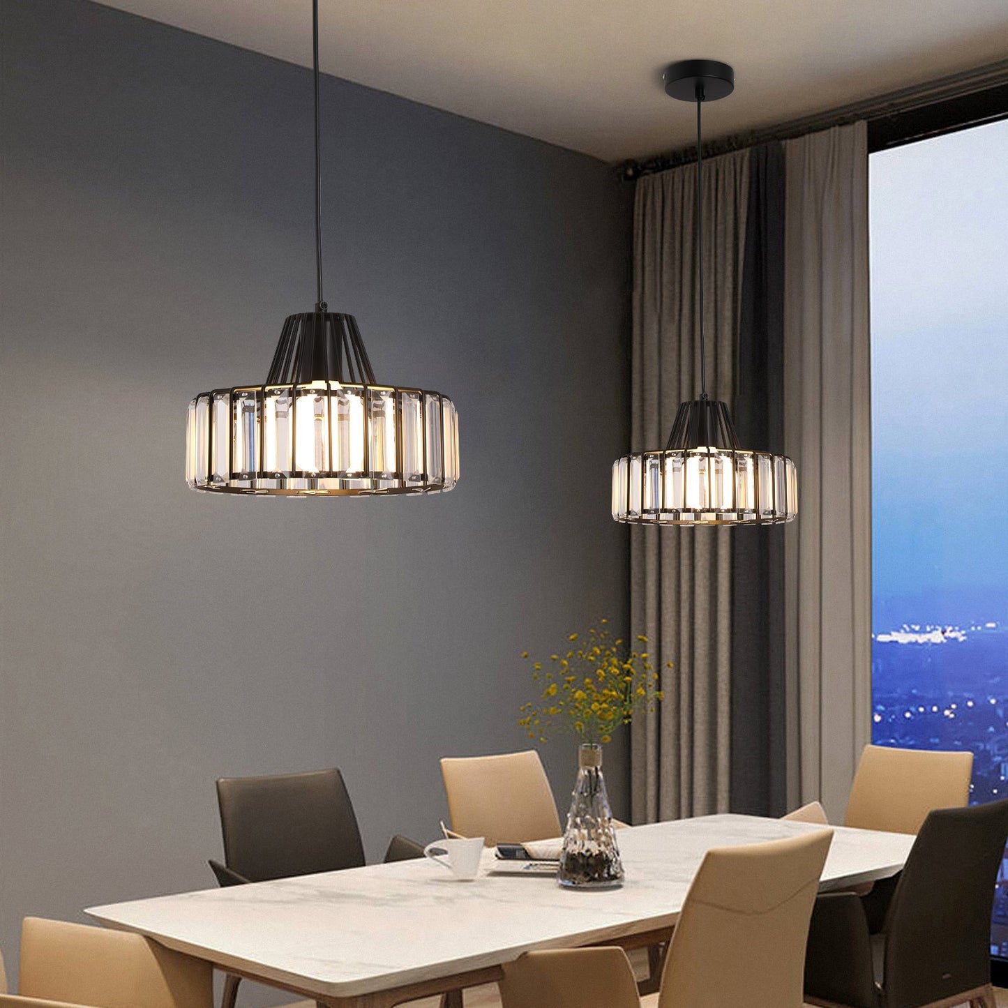 Nordic Black Crystal Pendant Light for Modern Interiors | Avelique