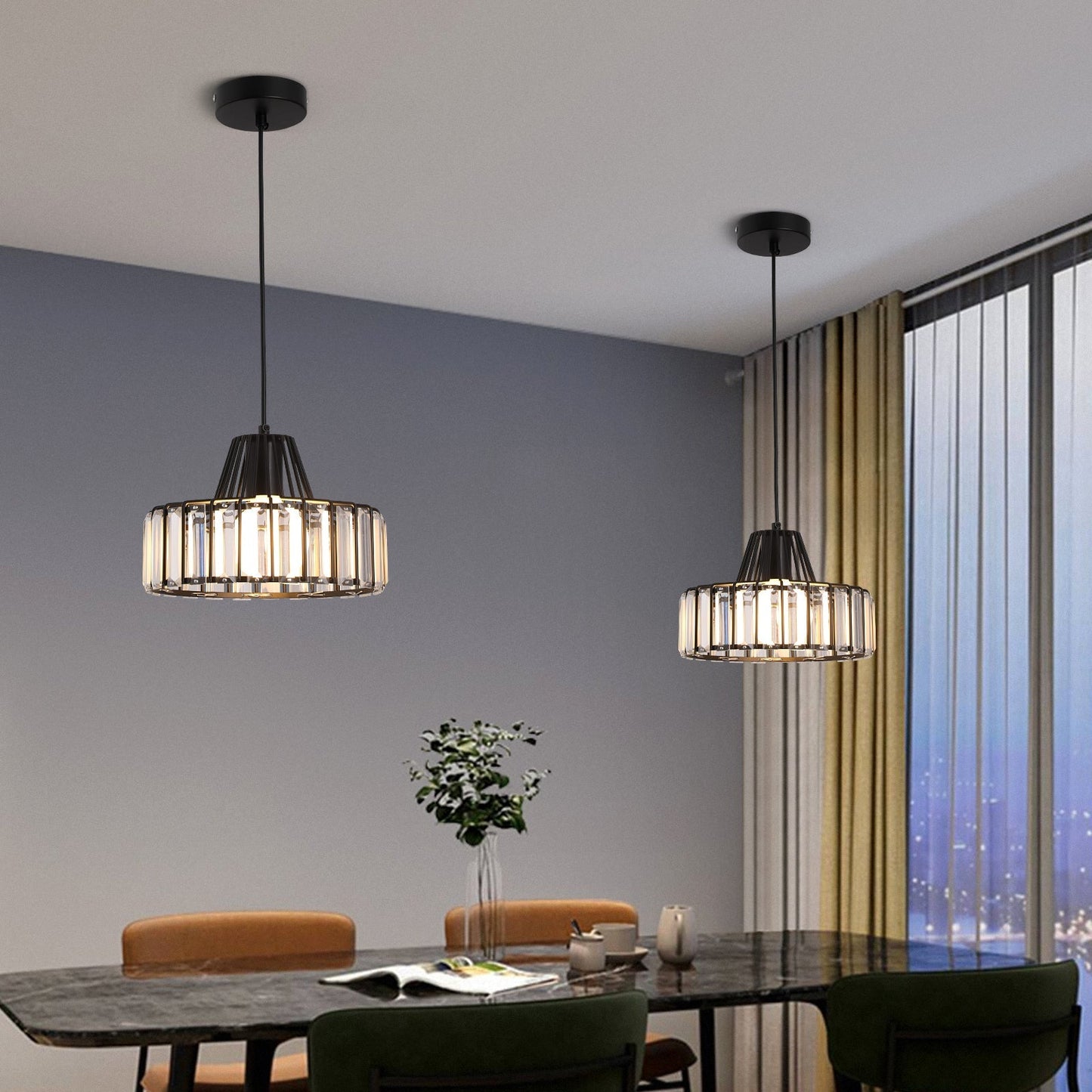 Nordic Black Crystal Pendant Light for Modern Interiors | Avelique