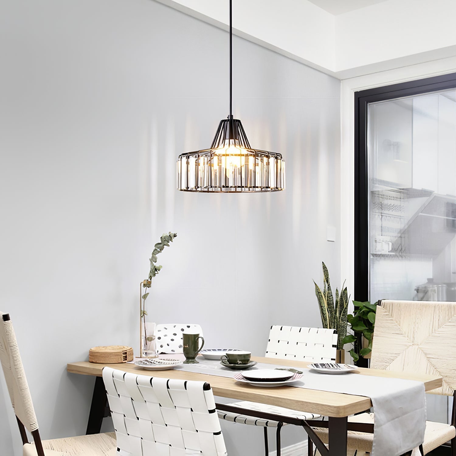 Nordic Black Crystal Pendant Light for Modern Interiors | Avelique