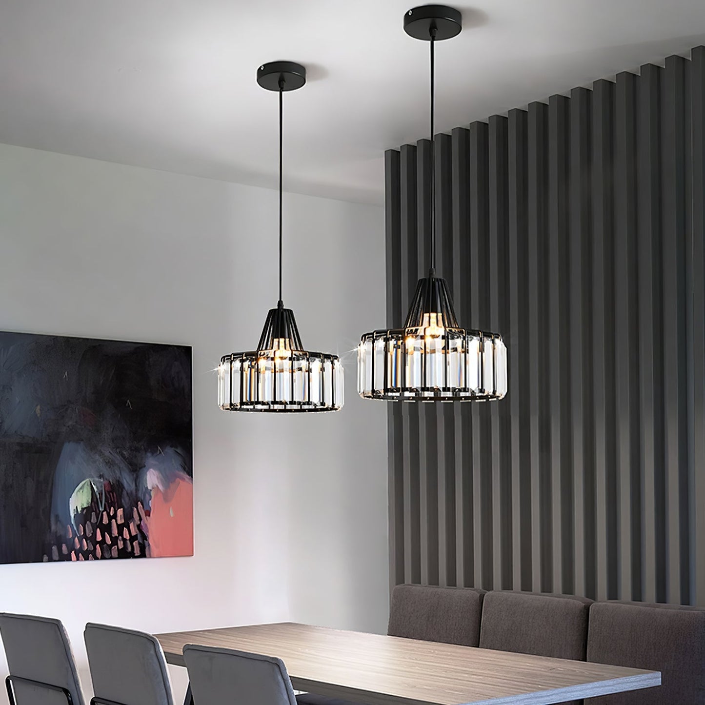 Nordic Black Crystal Pendant Light for Modern Interiors | Avelique