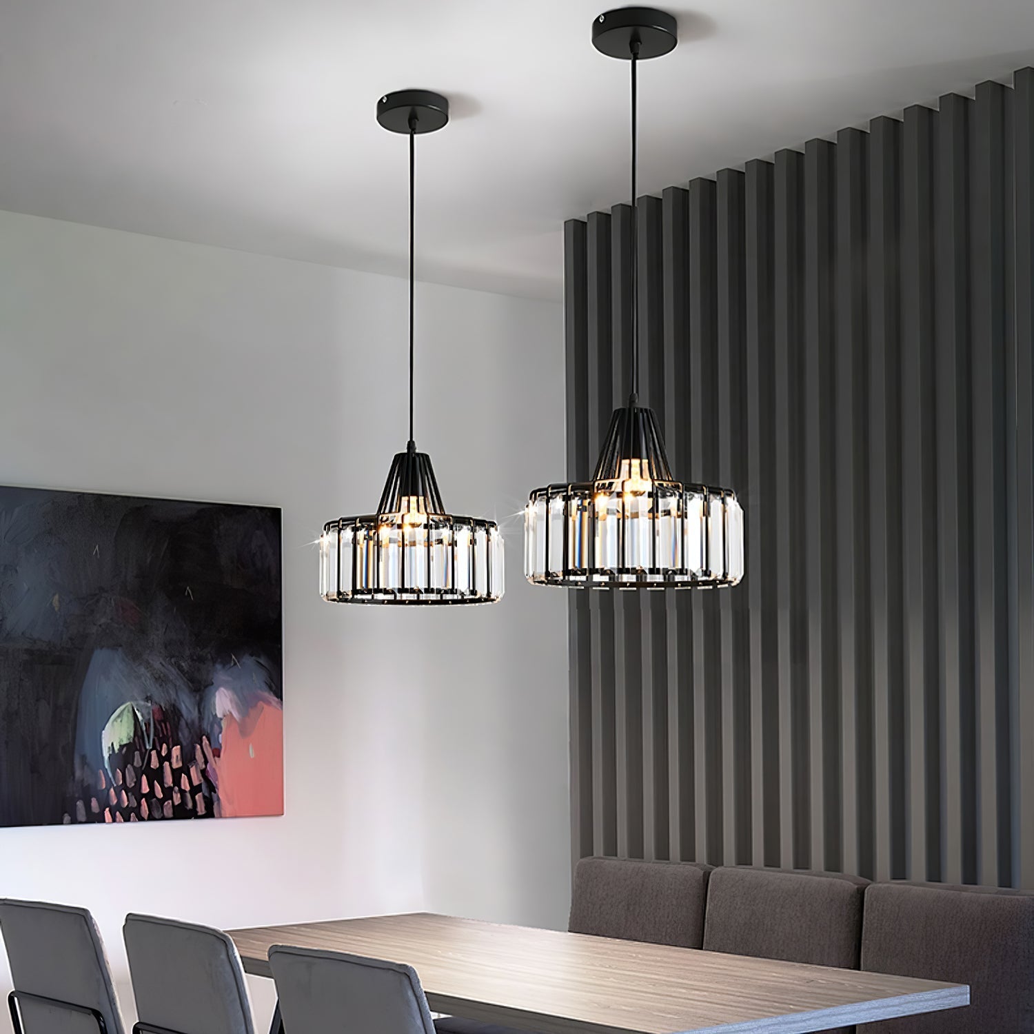 Nordic Black Crystal Pendant Light for Modern Interiors | Avelique