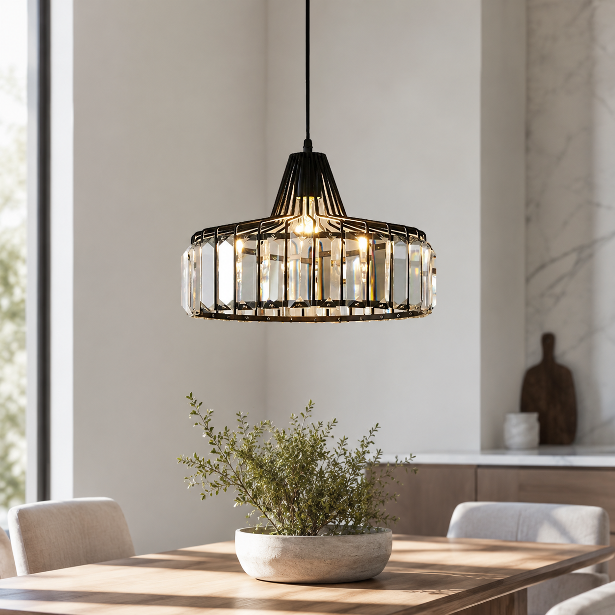 Nordic Black Crystal Pendant Light for Modern Interiors | Avelique