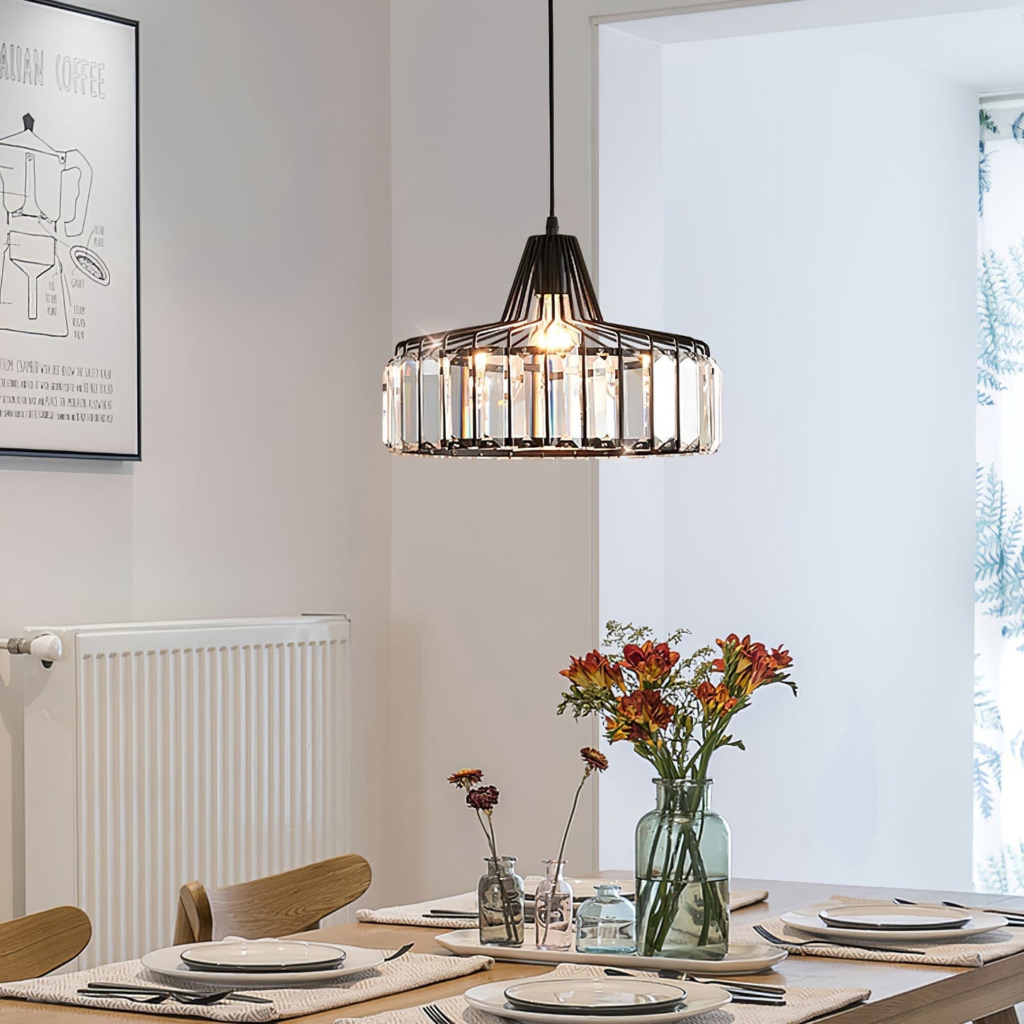 Nordic Black Crystal Pendant Light for Modern Interiors | Avelique