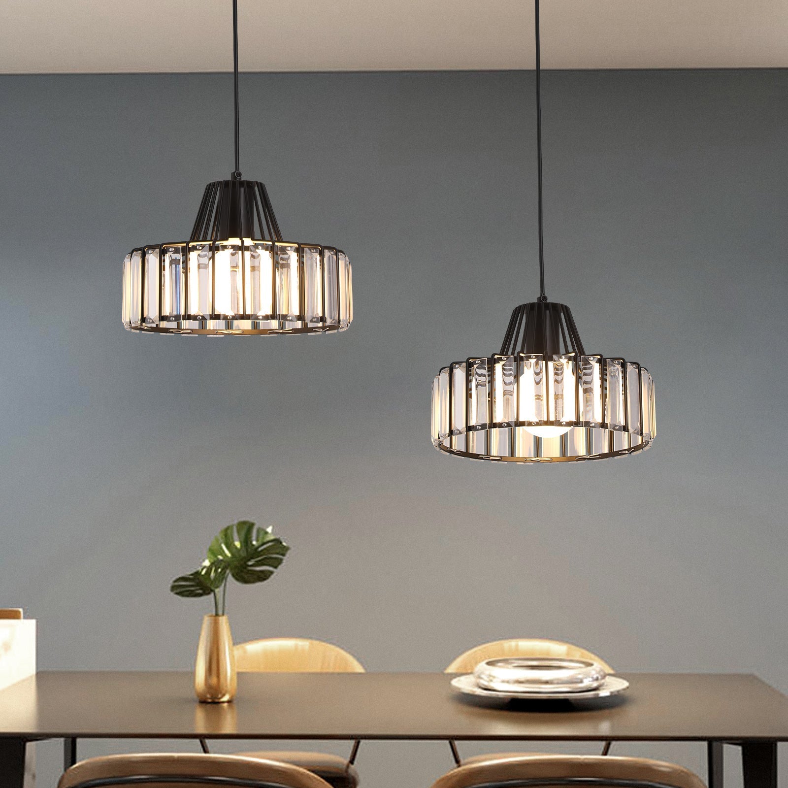 Nordic Black Crystal Pendant Light for Modern Interiors | Avelique