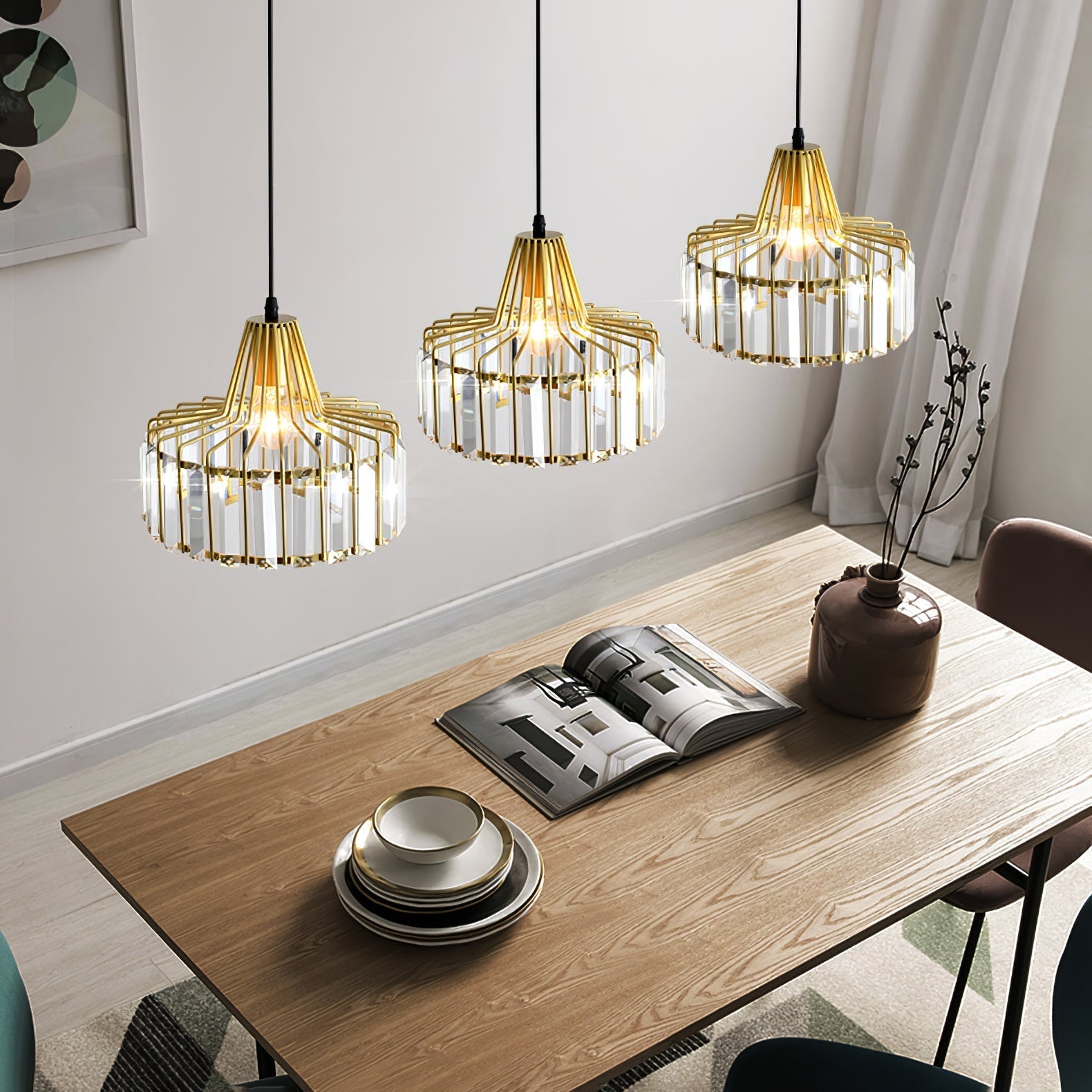 Nordic Black Crystal Pendant Light for Modern Interiors | Avelique