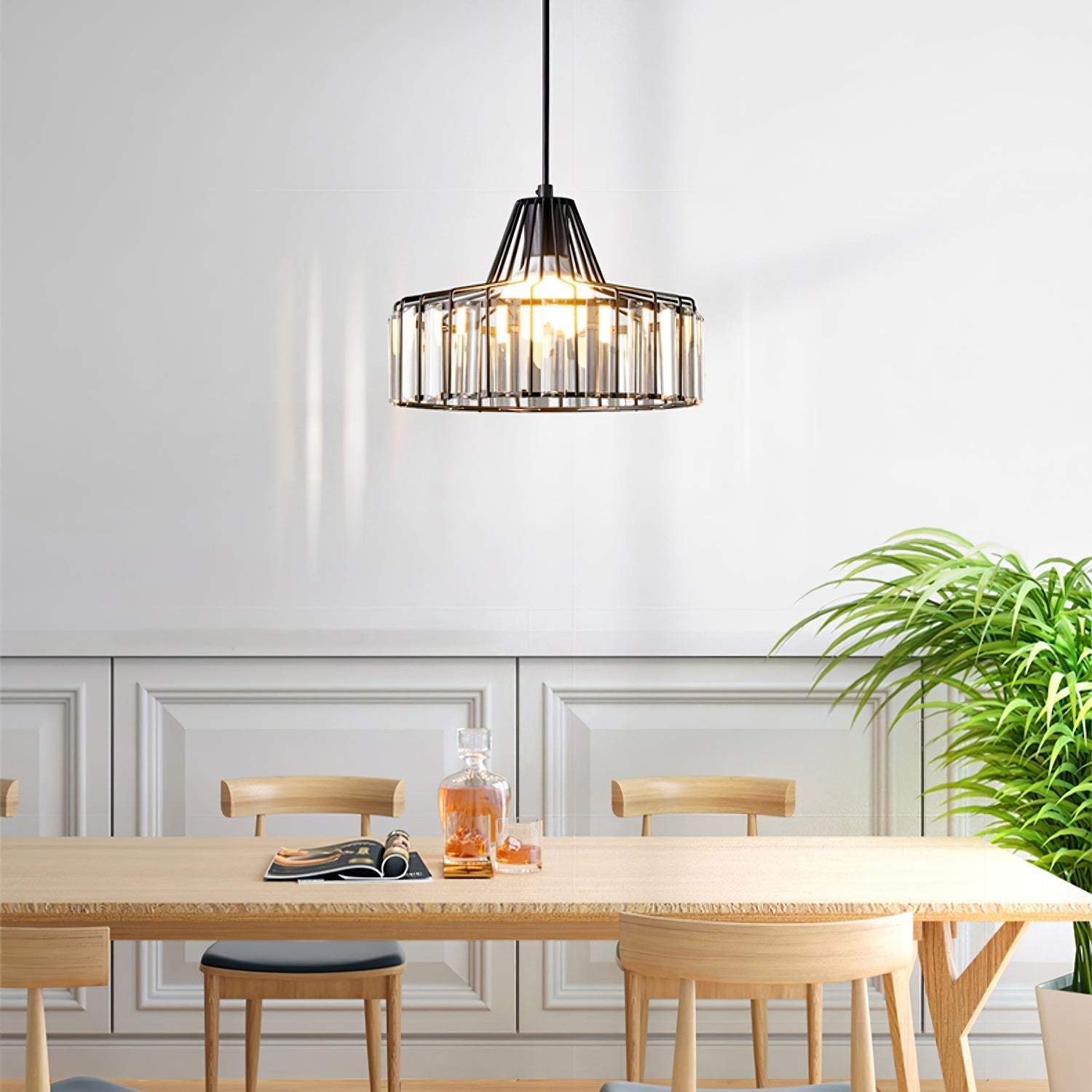Nordic Black Crystal Pendant Light for Modern Interiors | Avelique