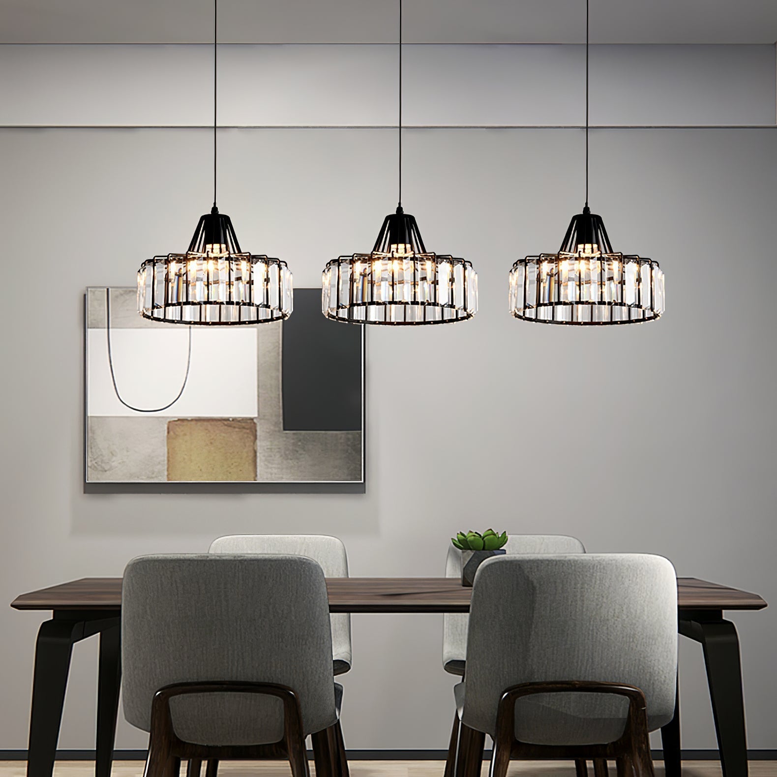 Nordic Black Crystal Pendant Light for Modern Interiors | Avelique