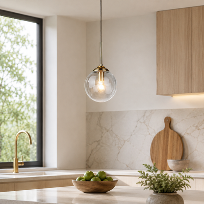 Nordic Clear Glass Pendant Light for Kitchen Island | Aurelix
