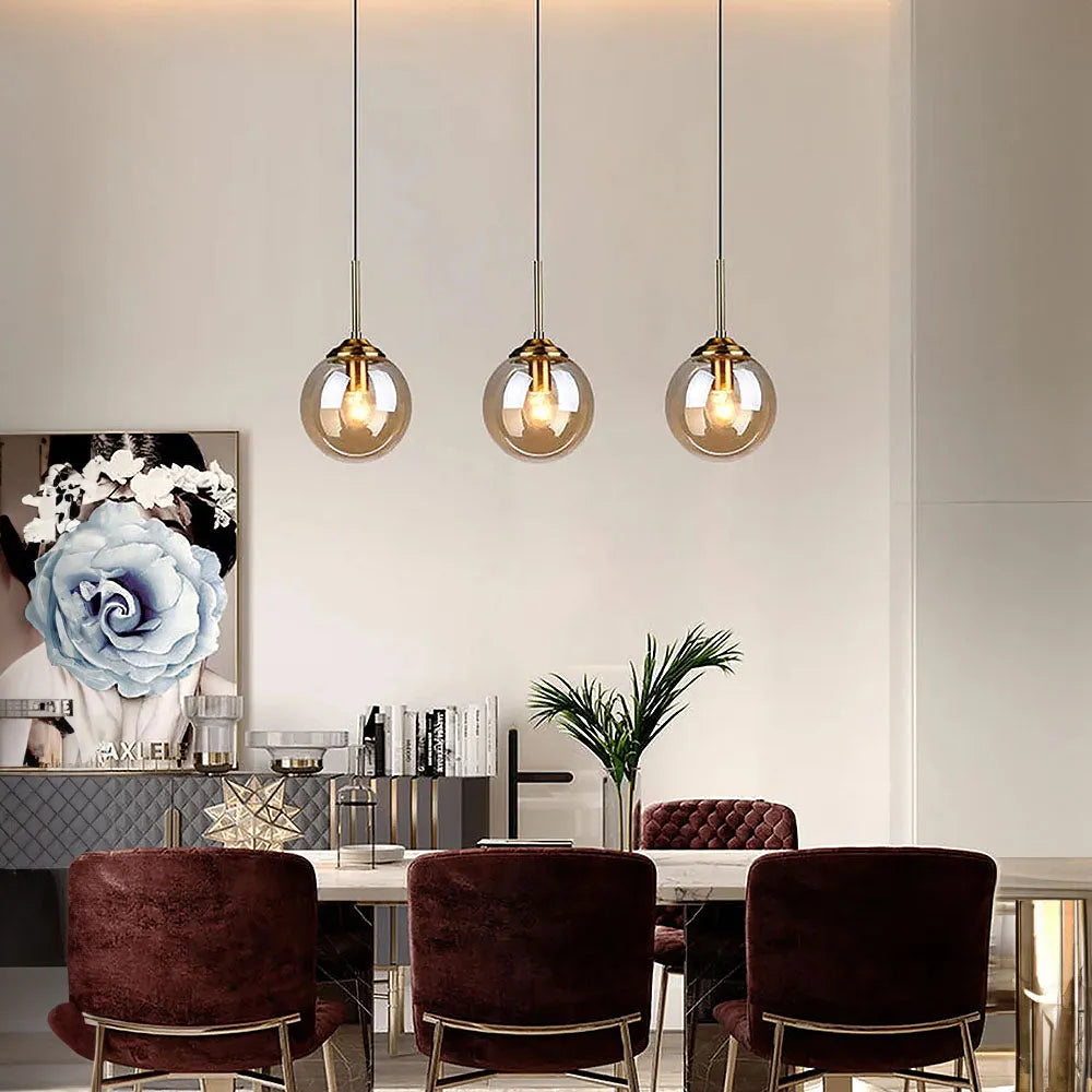 Nordic Clear Glass Pendant Light for Kitchen Island | Aurelix