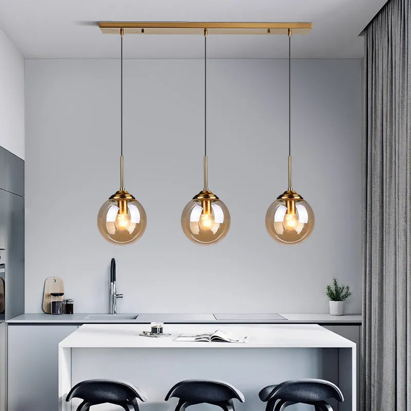 Nordic Clear Glass Pendant Light for Kitchen Island | Aurelix