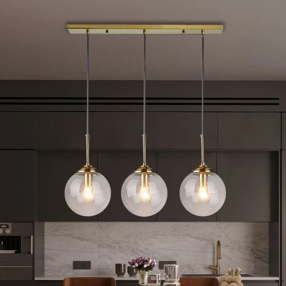 Nordic Clear Glass Pendant Light for Kitchen Island | Aurelix