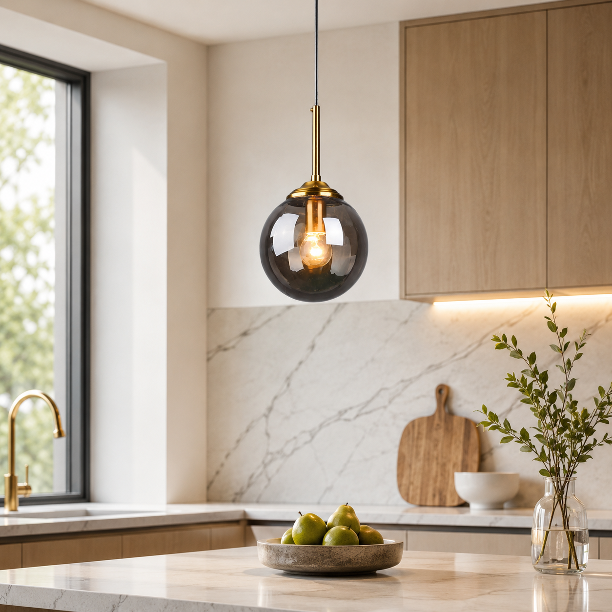 Nordic Clear Glass Pendant Light for Kitchen Island | Aurelix