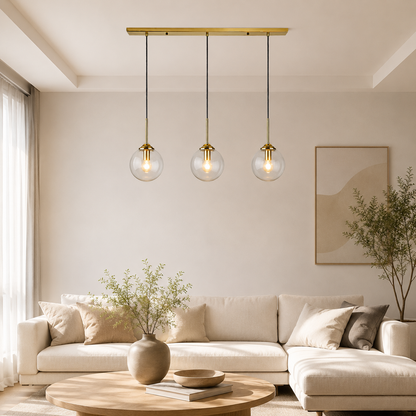 Nordic Clear Glass Pendant Light for Kitchen Island | Aurelix