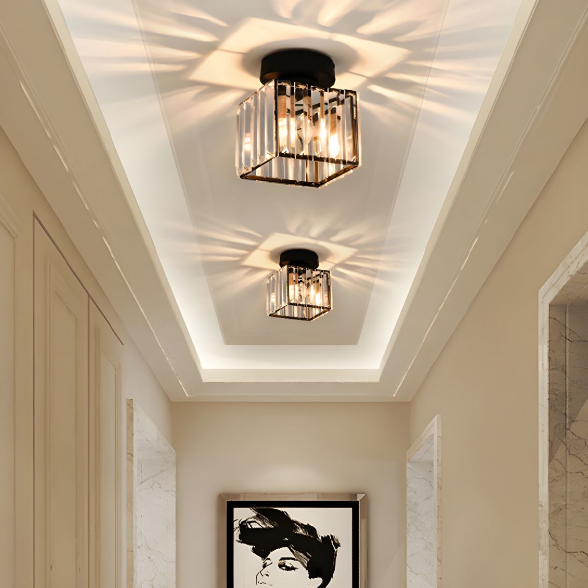 Nordic Crystal Flush Mount Ceiling Light Fixture | Glowen