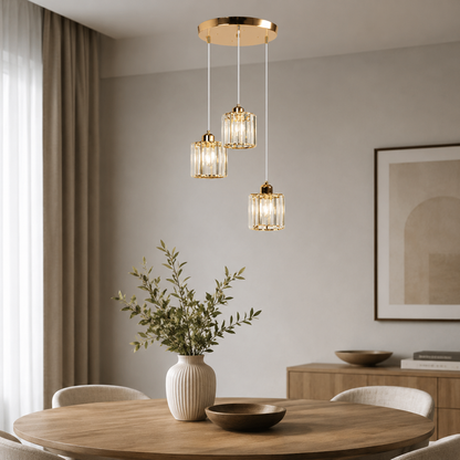 Nordic Crystal Multi Head Pendant Light for Dining Areas | Quorixa