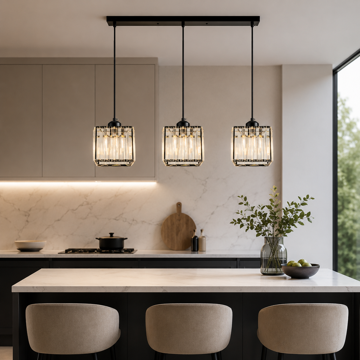 Nordic Crystal Multi Head Pendant Light for Dining Areas | Quorixa