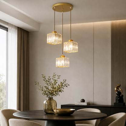 Nordic Crystal Multi Head Pendant Light for Dining Areas | Quorixa