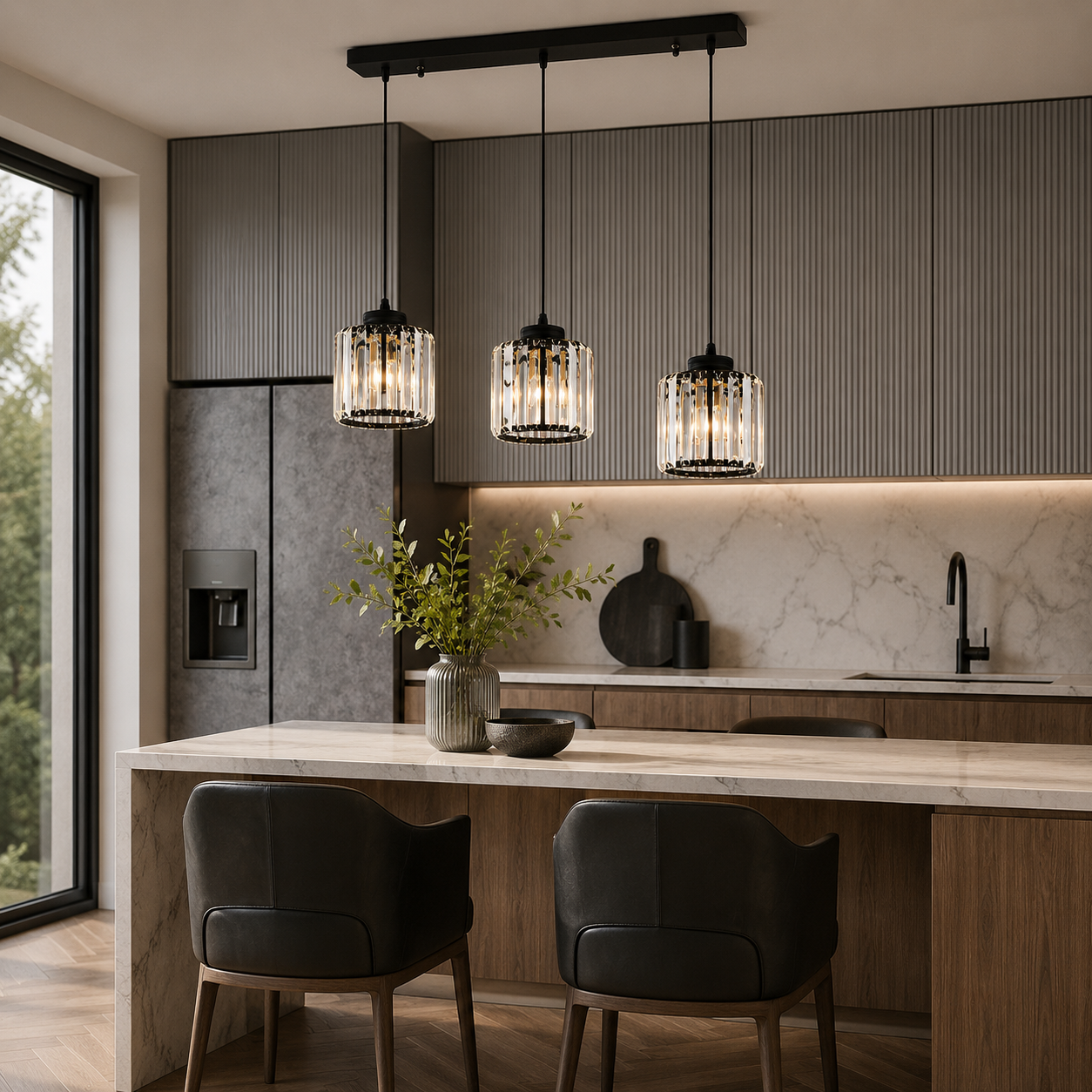 Nordic Crystal Multi Head Pendant Light for Dining Areas | Quorixa