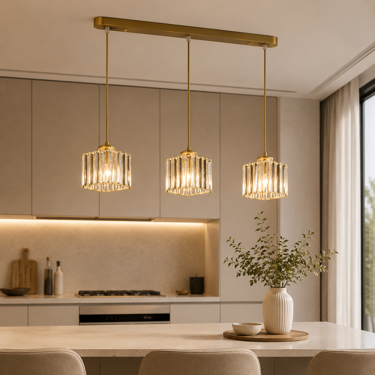 Nordic Crystal Multi Head Pendant Light for Dining Areas | Quorixa
