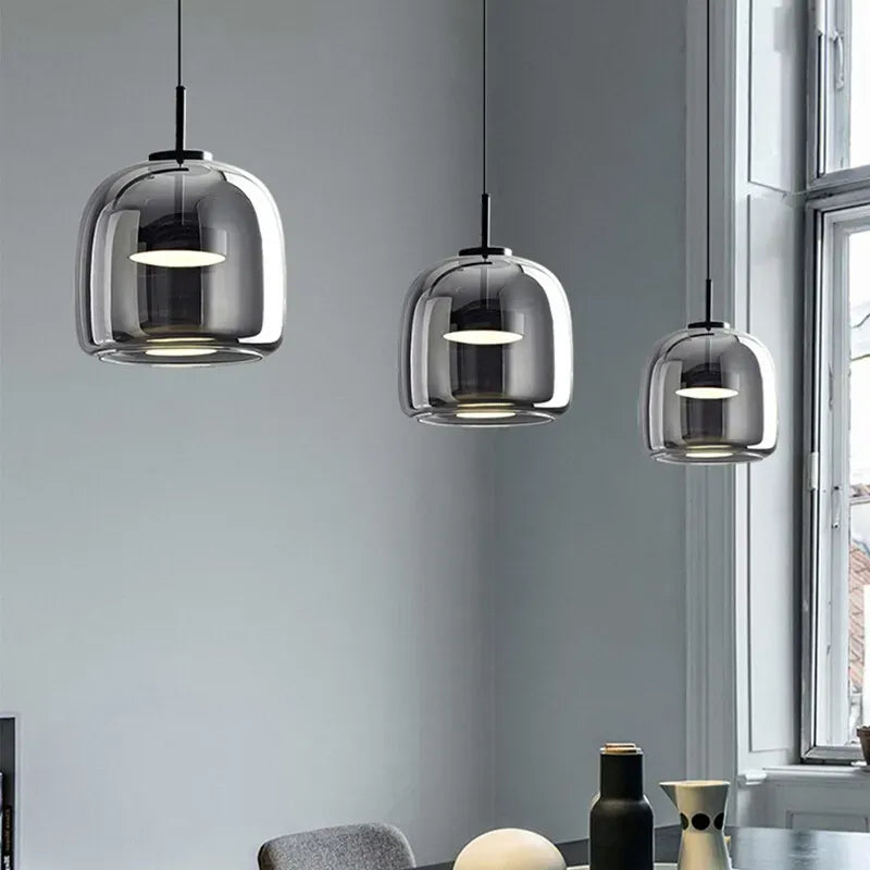 Nordic Glass Bowl Pendant Light with LED Source | Veltron