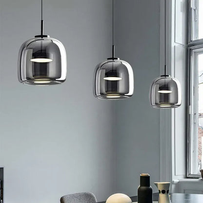 Nordic Glass Bowl Pendant Light with LED Source | Veltron