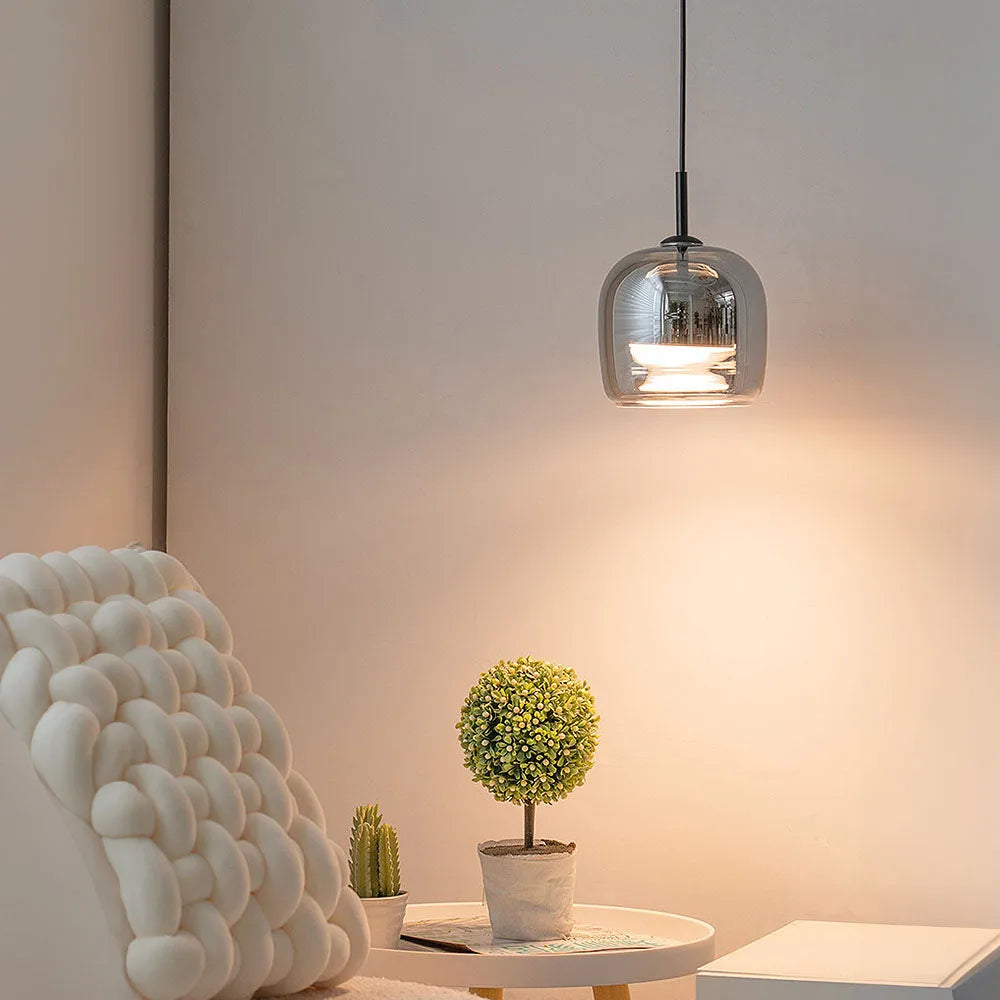 Nordic Glass Bowl Pendant Light with LED Source | Veltron