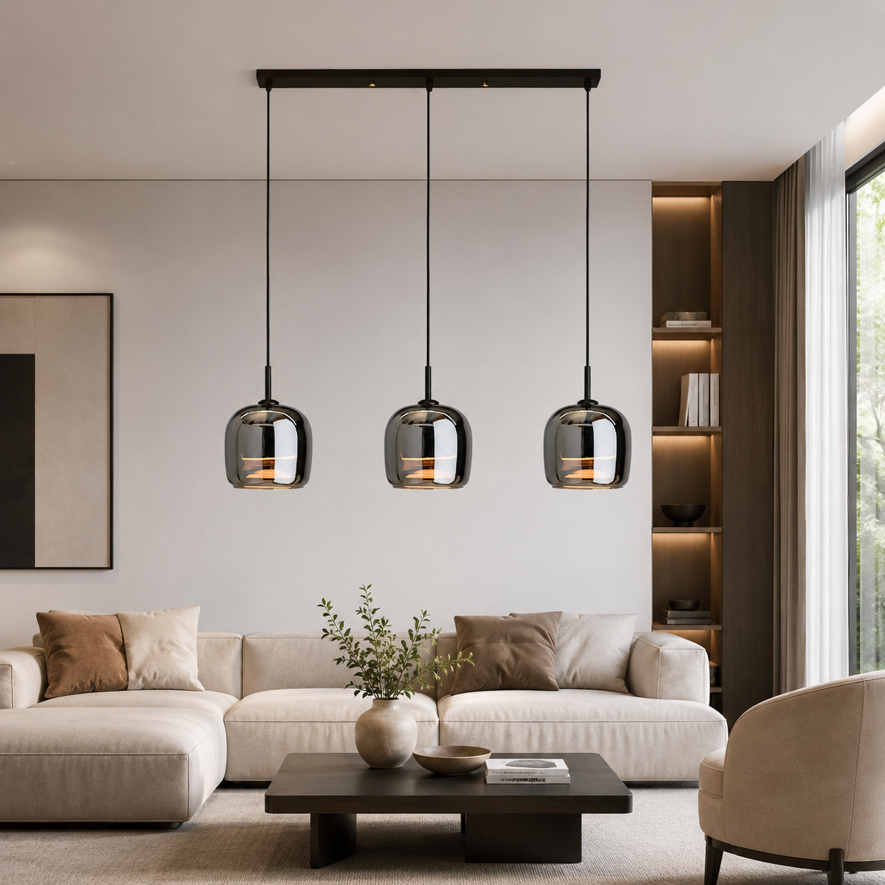 Nordic Glass Bowl Pendant Light with LED Source | Veltron