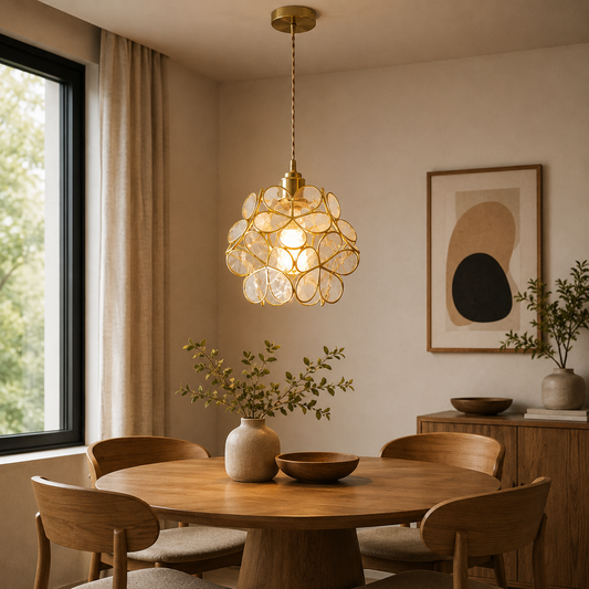 Nordic Glass Flower Pendant Light with Warm LED Glow | Alviora
