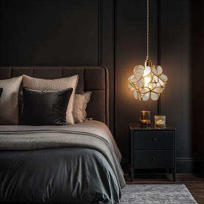 Nordic Glass Flower Pendant Light with Warm LED Glow | Alviora