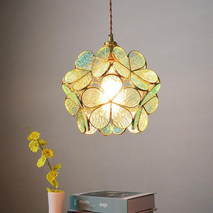 Nordic Glass Flower Pendant Light with Warm LED Glow | Alviora