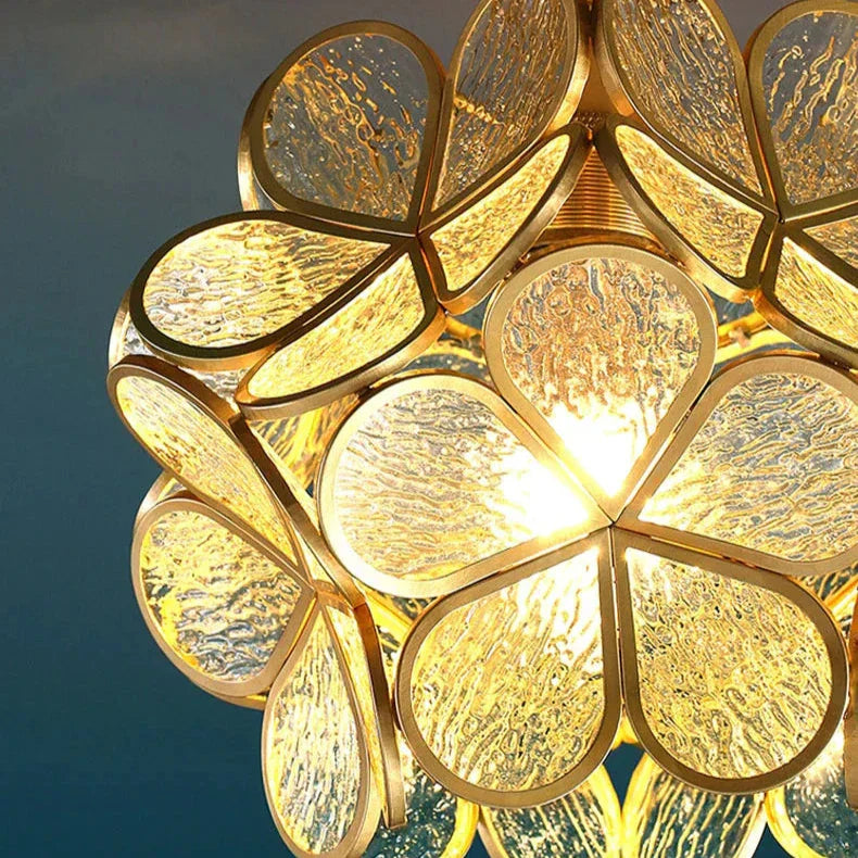 Nordic Glass Flower Pendant Light with Warm LED Glow | Alviora