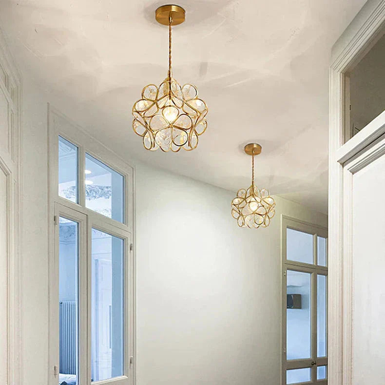 Nordic Glass Flower Pendant Light with Warm LED Glow | Alviora