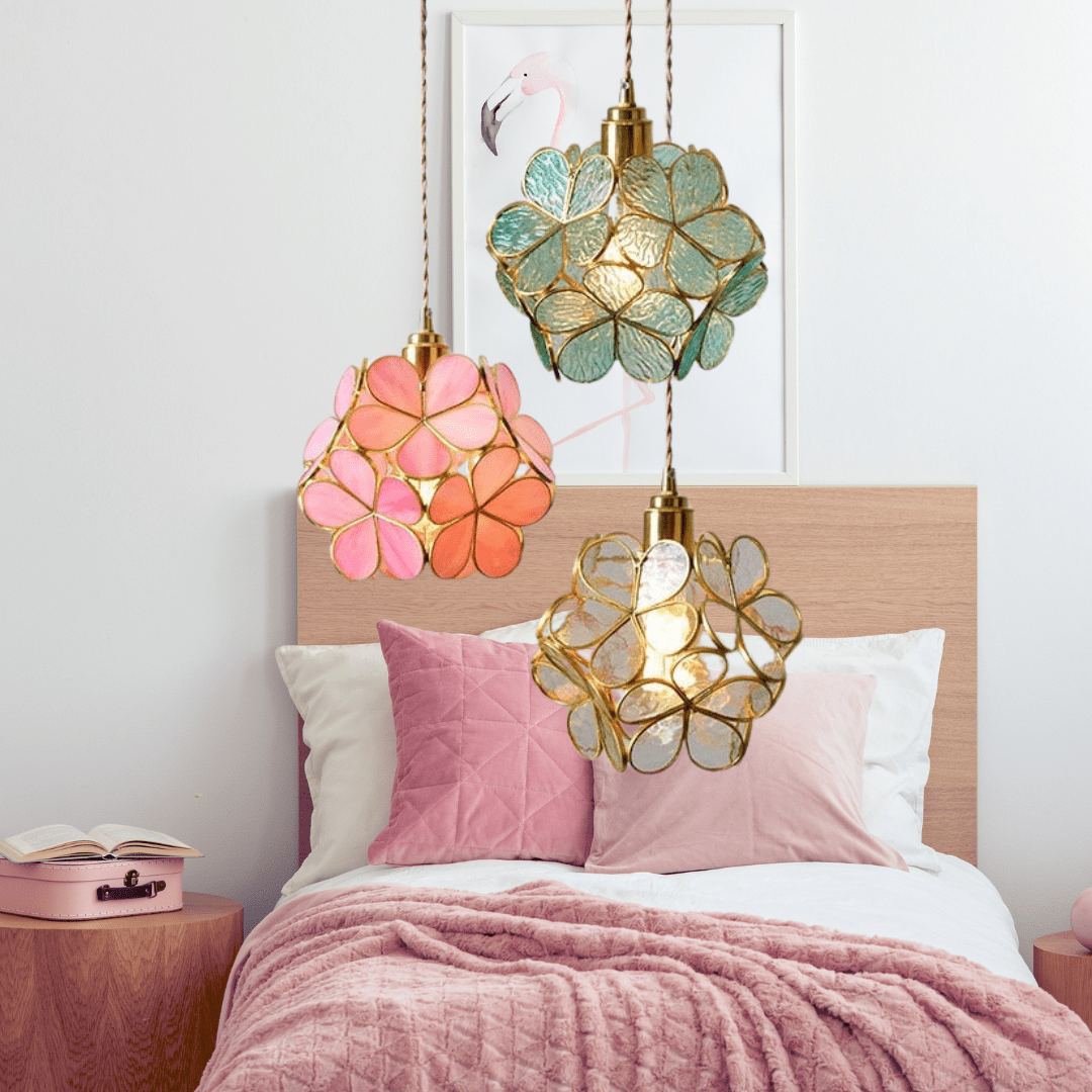 Nordic Glass Flower Pendant Light with Warm LED Glow | Alviora