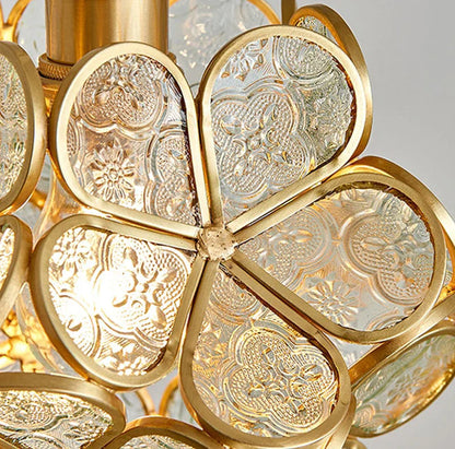 Nordic Glass Flower Pendant Light with Warm LED Glow | Alviora