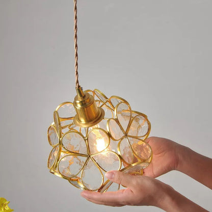 Nordic Glass Flower Pendant Light with Warm LED Glow | Alviora