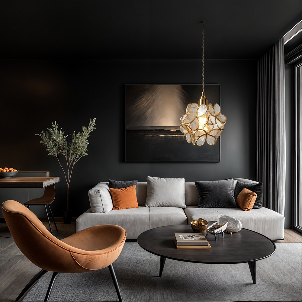 Nordic Glass Flower Pendant Light with Warm LED Glow | Alviora
