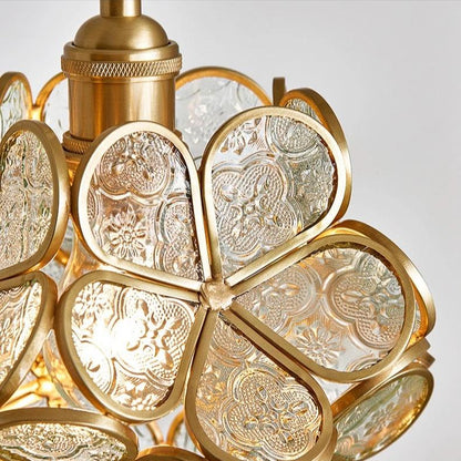 Nordic Glass Flower Pendant Light with Warm LED Glow | Alviora