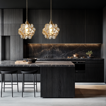 Nordic Glass Flower Pendant Light with Warm LED Glow | Alviora