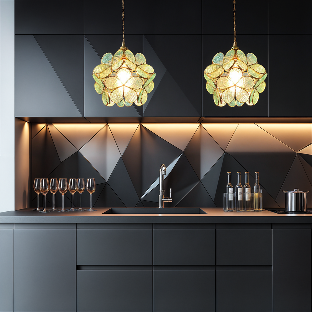 Nordic Glass Flower Pendant Light with Warm LED Glow | Alviora