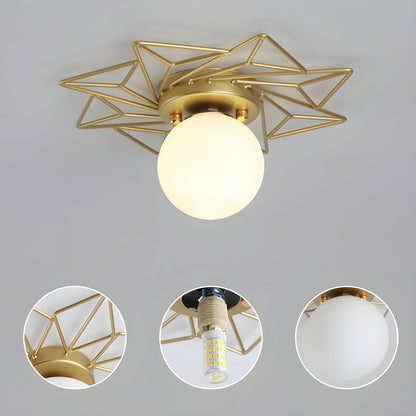 Nordic Glass Flush Mount Ceiling Light Gold White Finish | Lumaris