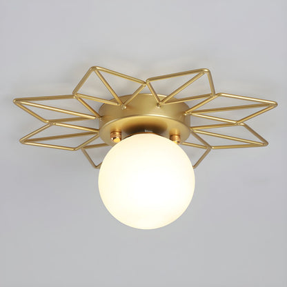 Nordic Glass Flush Mount Ceiling Light Gold White Finish | Lumaris