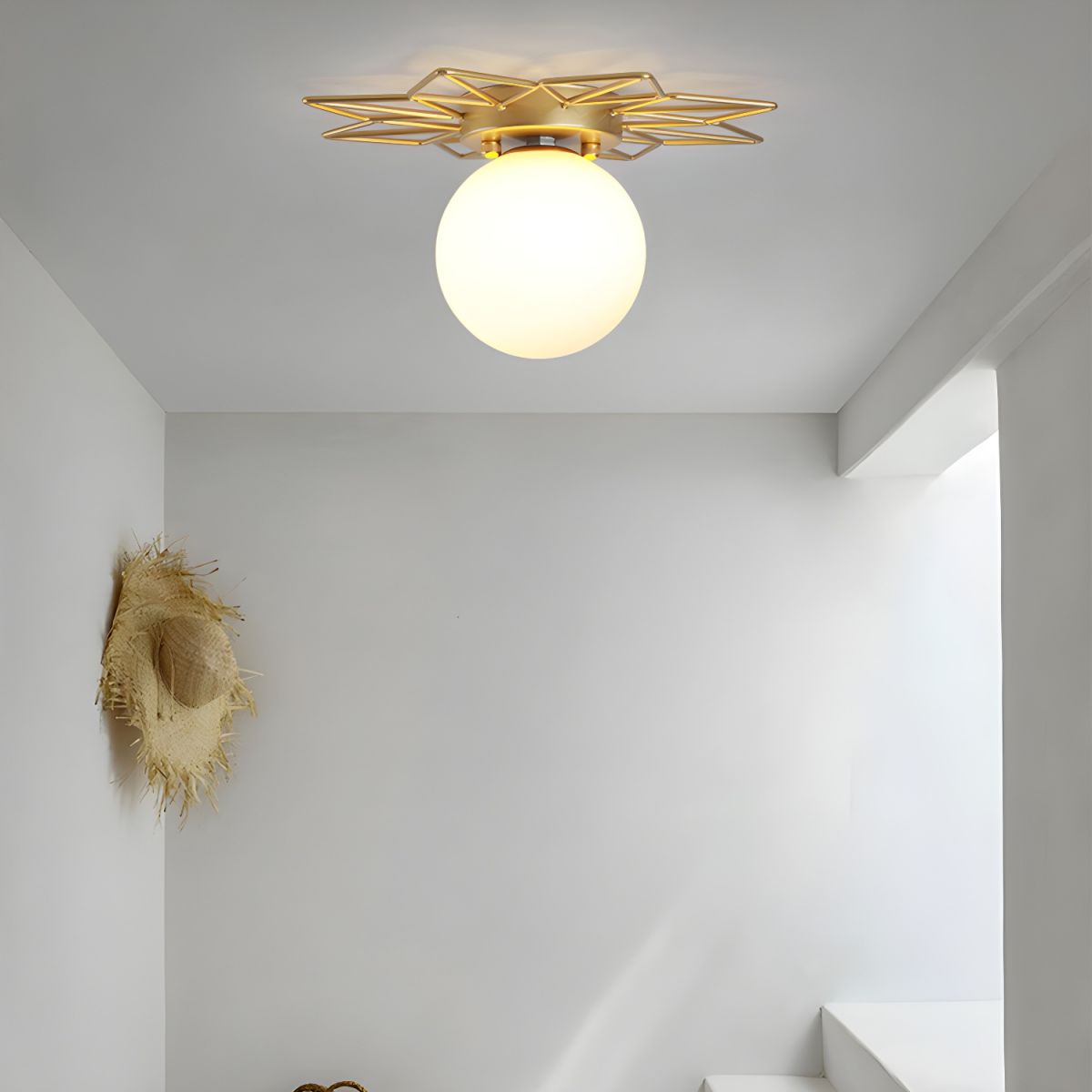 Nordic Glass Flush Mount Ceiling Light Gold White Finish | Lumaris