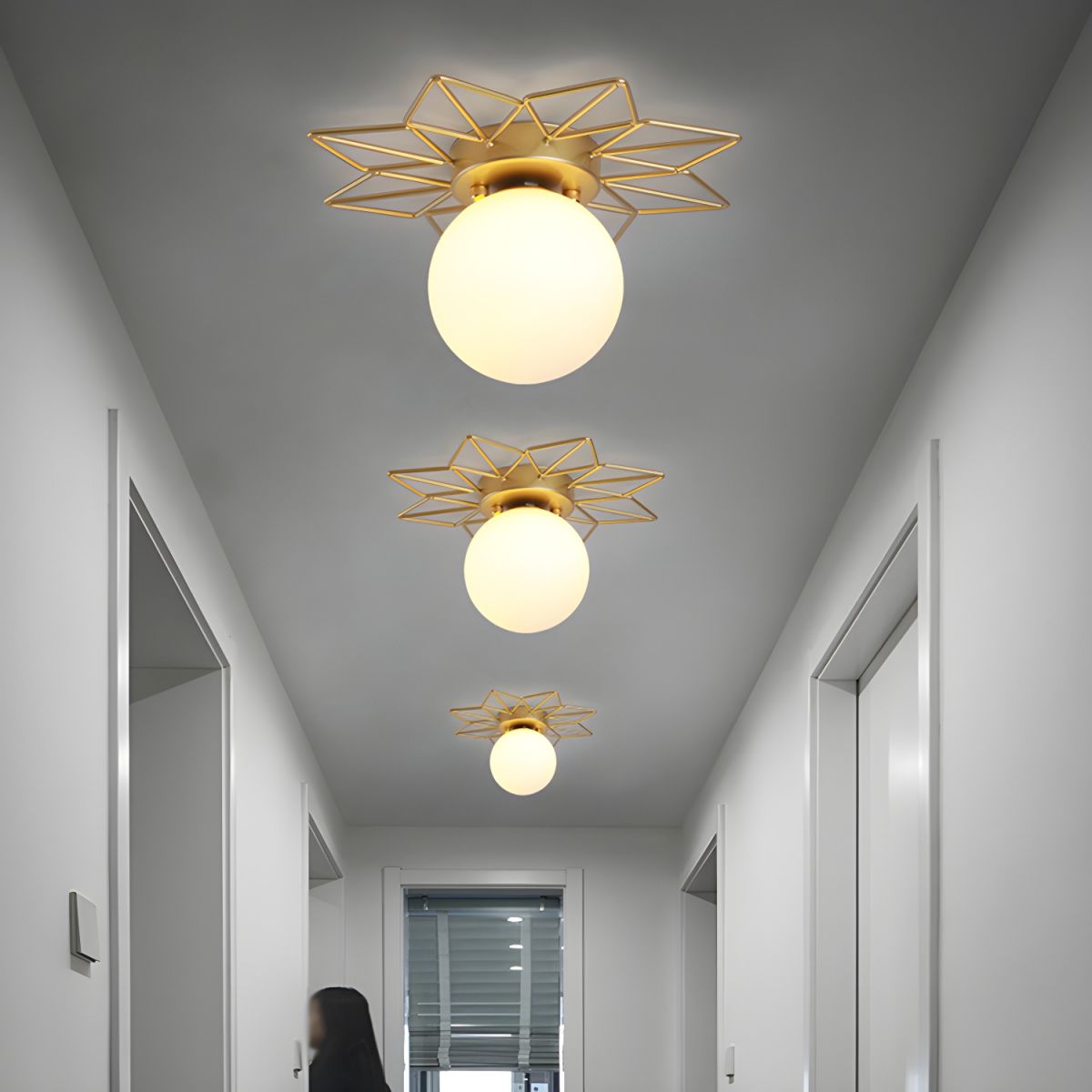 Nordic Glass Flush Mount Ceiling Light Gold White Finish | Lumaris