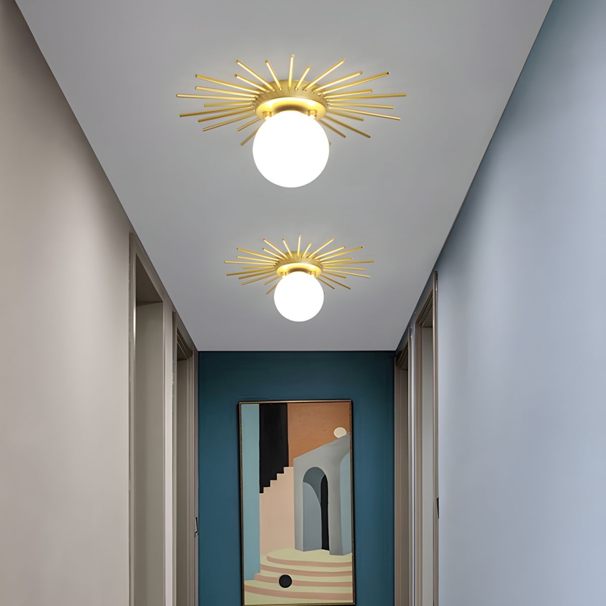 Nordic Glass Flush Mount Ceiling Light Gold White Finish | Lumaris