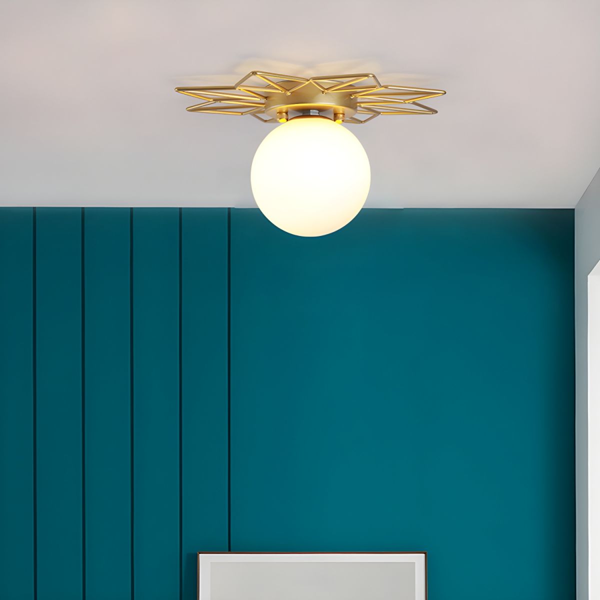 Nordic Glass Flush Mount Ceiling Light Gold White Finish | Lumaris