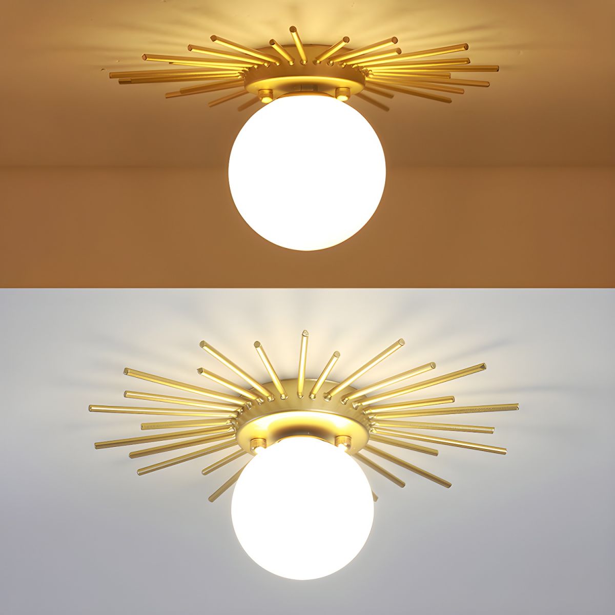 Nordic Glass Flush Mount Ceiling Light Gold White Finish | Lumaris