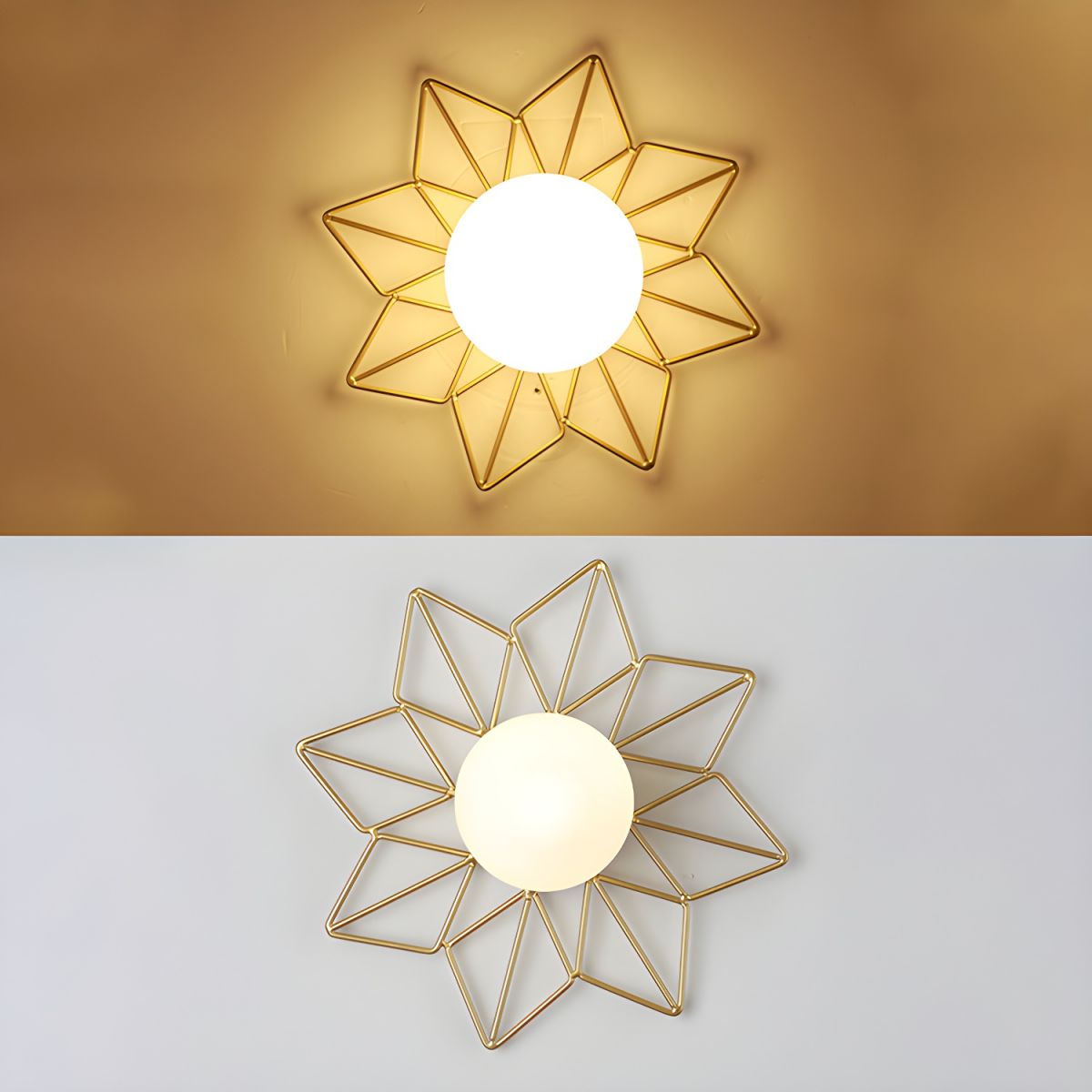 Nordic Glass Flush Mount Ceiling Light Gold White Finish | Lumaris