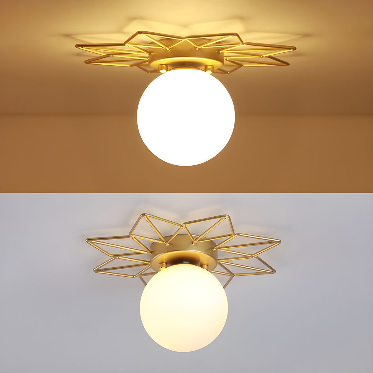 Nordic Glass Flush Mount Ceiling Light Gold White Finish | Lumaris