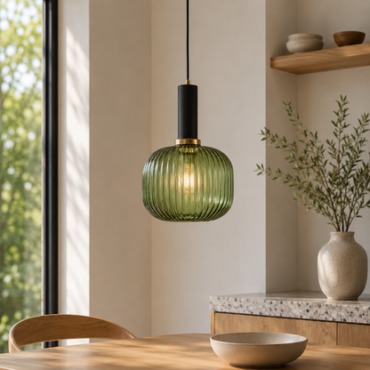 Nordic Glass Pendant Light With Vintage Colour Accents | Kelvora
