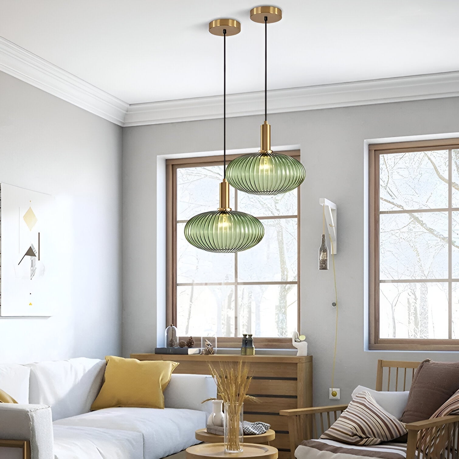 Nordic Glass Pendant Light With Vintage Colour Accents | Kelvora